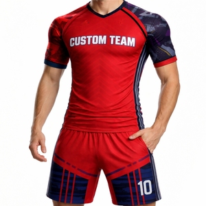 Conjunto de Uniforme de Fútbol Sublimado Personalizado de Alta Calidad para Hombre, Transpirable, de Secado Rápido, Camiseta y Pantalones Cortos de Fútbol, Ropa de Equipo para Verano, 100% - Product Image 1