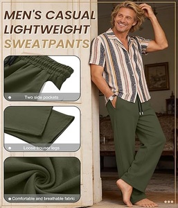 Pantalon homme classique léger de haute qualité, élastique et à cordon de serrage, coupe droite - Product Image 4