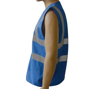 Veste de sécurité bleue haute visibilité personnalisée avec logo, tissu réfléchissant, veste de travail, logo et design personnalisés - Product Image 5