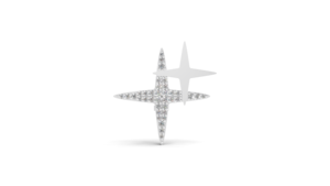 Broche Unisexe en Or Jaune 9K Motif Diamant de Laboratoire Aarinya Celestial Twin Star Polaris Cluster pour Fêtes et Mariages - Product Image 3