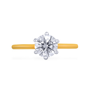 Anillo de Diamantes Solitario Brillante de Lujo en Oro Amarillo de 18K con Corte Redondo Brillante para Compromiso - Product Image 3