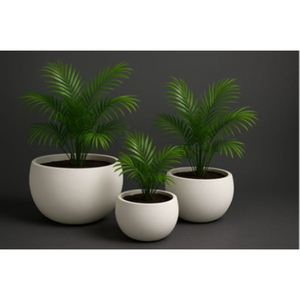 Pots de fleurs SwamiG TradeX minimalistes en fibre de verre blanche, écologiques, légers, avec trou de drainage, design circulaire moderne. - Product Image 2