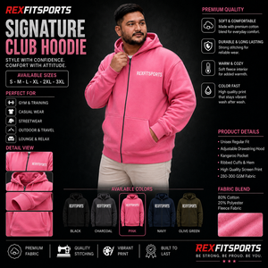 REXFITSPORTS 2026 Custom <b>Pink</b> Zip Up Hoodie Unisex Cotton Polyester Fleece Streetwear Full Zip <b>Sweatshirt</b> with Custom Logo - Product Image 1