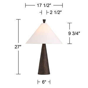 Modern design Hammered Bronze Table Lamp Luxury Tapered Metal Base <b>White</b> Conical Shade Elegant <b>Bedside</b> Nightstand Light - Product Image 4