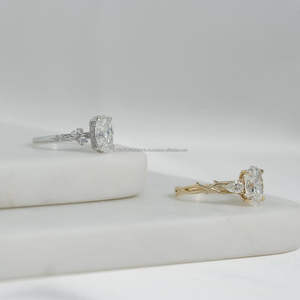 IGI/GIA Lab Grown Cut Diamond Vintage 14k jaune mariage/bague de fiançailles unisexe or blanc fin pour anniversaire fête-digne - Product Image 4