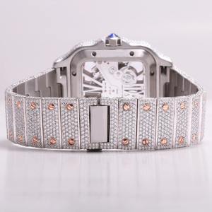 High Quality Men's Luxury <b>Watch</b> Latest <b>18K</b> Rose <b>Gold</b> Stainless Steel Plated Natural Moissanite Diamond Square Quartz Fashionable - Product Image 2