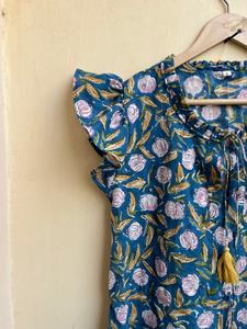 Robe courte pour femme, imprimée à la main, 100% coton, style bohème hippie, motif floral, prix usine. - Product Image 3