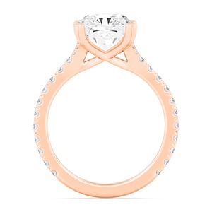 Anillo de diamante redondo y esmeralda cultivado en laboratorio en oro rosa de 10 quilates para un estilo sofisticado de compromiso y nupcial. - Product Image 2