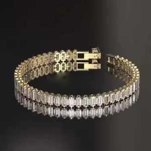 Lab Grown Diamond Tennis Bracelet for Women <b>Men</b> 14K Solid Gold Baguette Diamond Bracelet Baguette Diamond Bracelet <b>Bangle</b> - Product Image 1