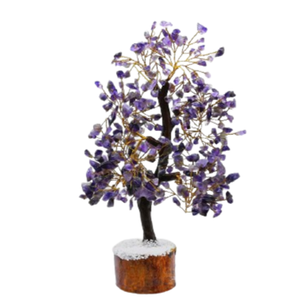 Arbre en pierres précieuses mélangées de quartz clair et d'améthyste, 1000 copeaux, fait main, cristal Feng Shui, décoration d'intérieur, cadeau - Product Image 1
