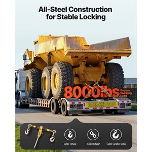 Set di Cinghie a Cricchetto con Carico di Lavoro di 8000 Libbre, Catene G80 da 5/16 X 14 Piedi, Tendicatene a Cricchetto per Fissaggio Sicuro - Product Image 2