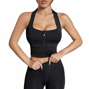 Zip Front Women Sports <b>Bra</b> High Neck Fitness Yoga <b>Bra</b> Custom Summer Gym Wear - Product Image 6
