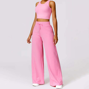 Women Plus Size Winter <b>Flared</b> Joggers Sweatpants Elastic Waist Flat Front Sport Casual Baggy Trousers - Product Image 3