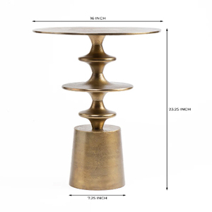 Table d'appoint moderne en aluminium avec plateau rond, meuble d'intérieur décoratif, table à boissons sur piétement - Product Image 2