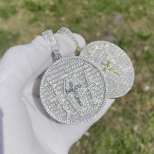 Collar con Colgante de Cruz y Pistolas para Hombre, Chapado en Rodio, Diseño con Letras y Diamantes, Estilo Hip Hop, para Fiestas - Product Image 3