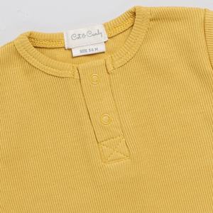 Body moutarde à manches courtes de qualité supérieure pour bébé Chemises et hauts pour bébé en bambou biologique et élasthanne en bambou biologique - Product Image 4