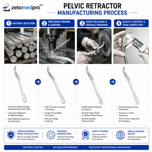 Retractor Pélvico de Una Sola Punta, Hoja de 24 mm de Ancho, Longitud Total de 10.75 pulgadas (27.3 cm), Zetomed Pro - Product Image 3