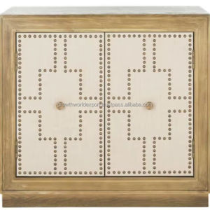 Meuble de rangement moderne en bois massif à 2 portes, buffet décoratif en bois fait main pour appartement, entrepôt, salon, maison - Product Image 1