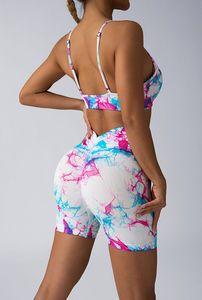 Women <b>Purple</b> Black White Yoga Set Spaghetti Strap Crop <b>Top</b> <b>High</b> Waist Shorts 1 Piece Seamless Quick Dry Breathable Spandex - Product Image 4