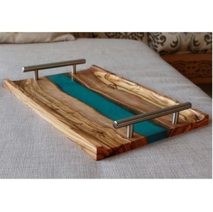 Bandeja de Madera Pura y Resina de Alta Calidad con Asa de Metal, Bandeja de Servicio de Venta Caliente al por Mayor para Uso en el Hogar, Hoteles y Restaurantes - Product Image 3