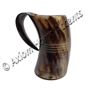 <b>Handmade</b> Viking Beer <b>Mug</b> Natural Horn Drinking Vessel by Axiom Home Accents for Authentic Nordic Experience - Product Image 3