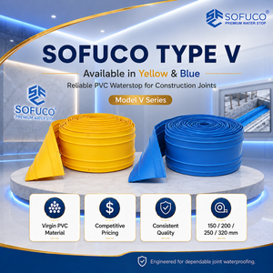 Virgin PVC Resin PVC Water Stop Sofuco Model V ST Type 4mm - 12mm Customizable for Small Dam Joint <b>Waterproofing</b> Supply - Product Image 1