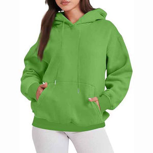 Vente en gros Sweat à capuche long uni oversize pour femme, en polaire et coton, chaud, coupe ample, épais et doux, vêtement d'extérieur tendance pour l'hiver - Product Image 4