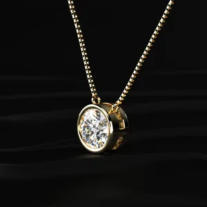Meilleure Vente : Collier Pendentif Solitaire Rond Sertie de Diamants Élégants, Collier de Diamants Minuscules pour Filles avec Clarté VVS - Product Image 2
