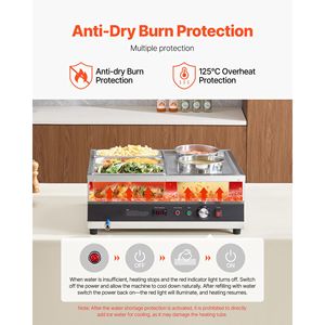 "Stainless Steel Commercial <b>Electric</b> Soup Warmer 2 Pots (6.34QT) + 3 <b>Pans</b> (1/3) 86~185F Adjustable" - Product Image 5