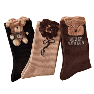 Yarn Bear Socks Women's Mid-Calf Plush Socks Outer Wear Cute Ins Trendy Versatile <b>Stockings</b> Autumn and Winter - Product Image 4