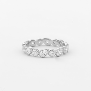 Anillo de Compromiso de Oro Sólido de Primera Calidad de 9K, 10K, 14K y 18K con Diamantes de Laboratorio en Forma de Pera y Redondos, Anillo de Eternidad Completo con Engaste de Bisel y Banda de Formas Mixtas - Product Image 3