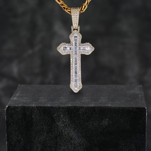 D'VINS JEWELS Custom Made VVS Lab Grown Diamond Baguette Cut <b>Pendants</b> 14K <b>Solid</b> <b>Gold</b> IGI Certified - Product Image 1
