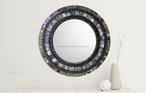 Miroir mural rond en mosaïque de verre fait main, miroir décoratif, décoration murale artistique moderne, miroir réfléchissant élégant - Product Image 6