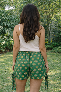 Shorts Cruzados de Algodón y Chifón con Estampado Geométrico Étnico y Flores para Mujer, con Cordón Ajustable, Transpirables, Ecológicos, Casuales y Frescos para la Playa - Product Image 2