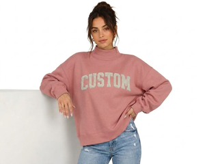 Sudadera Oversize de Cuello Alto para Mujer, Estilo Casual de Fin de Semana, Mezcla de Algodón Premium, Corte Holgado, Venta al por Mayor de Fábrica - Product Image 1
