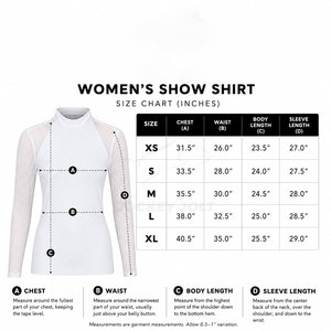 Camiseta de equitación de manga larga de malla blanca para mujer, transpirable, elástica, para competición, con logotipo personalizado OEM - Product Image 6