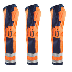 RICSA INTERNATIONAL Men's High Visibility Orange Polyester CE Certified <b>Work</b> <b>Pants</b> Reflective Stripes <b>Cargo</b> Pockets Industrial - Product Image 5