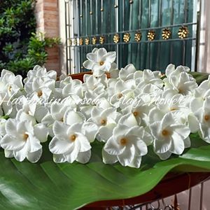 White <b>Artificial</b> Plumeria Flowers Clay Floral Decorative <b>Bouquet</b> for Wedding Home Wedding Table Decor - Product Image 1
