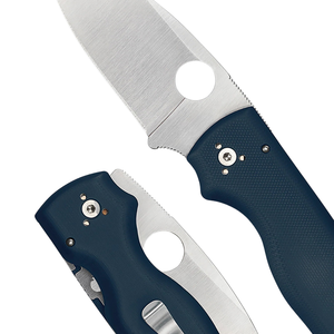 Couteaux pliants d'extérieur en acier inoxydable avec manche antidérapant bleu marine foncé, lame de coupe tranchante, trou rond pour le pouce et porte-couteau métallique - Product Image 5