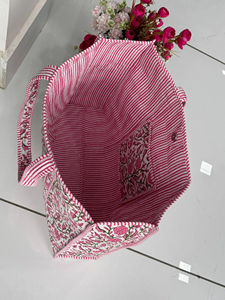 Cotton Hand Block Printed Quilted Tote <b>Bags</b> Traditional Tote <b>Bags</b> Handcrafted Tote <b>Bags</b> with Hand Block Prints Tote <b>Bag</b> - Product Image 1