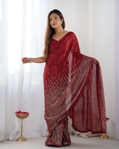 Elegante Saree de Georgette Pesado con Diseño Bollywood, Estampado Digital, Secado Rápido, Informal, Última Moda Étnica para Bodas y Fiestas - Product Image 6