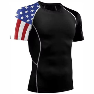 Rash Guard for <b>Men</b> Short Sleeve MMA Boxing Martial Art Grappling Muay Thai Training <b>Base</b> <b>Layer</b> Swimming Surf Rash Guard - Product Image 3