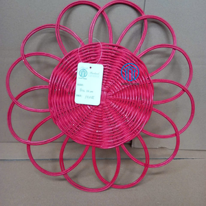 Flower Shape Natural Rattan Placemat Red Color Handwoven Eco Friendly <b>Table</b> Decor Wholesale Bulk Supplier <b>Dining</b> Accessories - Product Image 2