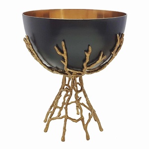 Luxury Black Hammered Pedestal Bowl Handcrafted Metal Branch Centerpiece Elegant Silver <b>Twig</b> Footed Fruit Bowl for Hotel & Home - Product Image 5