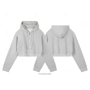 Women's White Hooded <b>Zipper</b> Sweatshirt Polyester Knitted Fabric Long Sleeve Solid Color Winter Casual Wear 200g Fabric Weight - Product Image 3