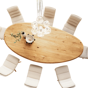 Rich Modern Design Solid <b>Oak</b>, Acacia, Mango, Teak Wood Oval <b>Top</b> & Batman Eye Design Metal Base Home Kitchen Office Dining <b>Table</b> - Product Image 4