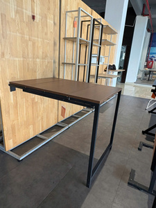 Table pliante d'intérieur moderne, structure métallique, plateau en PB, meuble gain de place, deux modes d'utilisation - Product Image 6