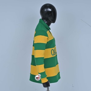Wholesale Fashion Oakland Long Sleeves <b>Polo</b> <b>Shirts</b> <b>Green</b> Yellow Striped Embroidered Logo <b>Mens</b> Casual Knitted Cotton Breathable - Product Image 2