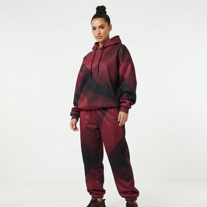 <b>Women</b> Sublimated Pullover Hooded Tracksuit Full Length Sweat Hood <b>Jogger</b> Pants Set Casual Breathable Polyester <b>Fleece</b> Ladies Set - Product Image 6
