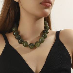 Handmade Resin Beaded <b>Necklace</b> Unisex Vintage Geometric Fashion Jewelry Vibrant Colors Lightweight Stylish <b>Statement</b> Piece Party - Product Image 5